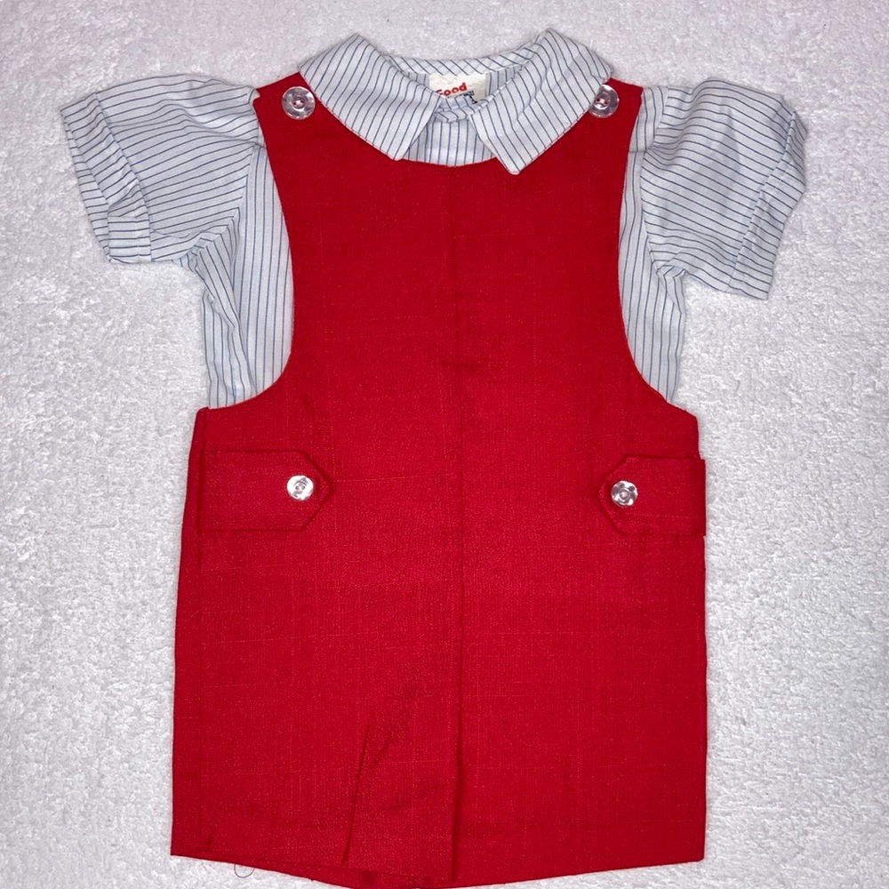 Vintage Goodlad baby Boys Blue Romper & white shirt size 3